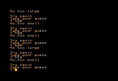 Guessing Game game screenshot for Commodore PET